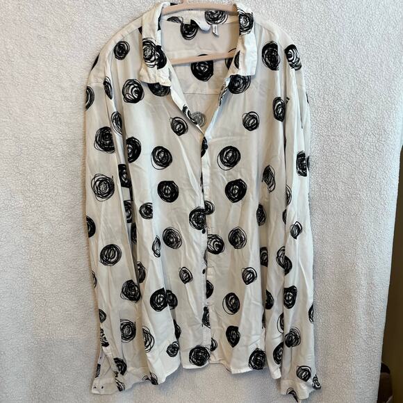 Big tall Men’s ASOS size 6XL  white with black circle swirls. Casual long sleeve - Picture 2 of 4